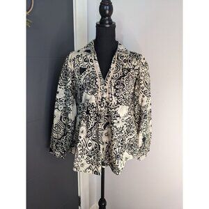 Umgee Black and Cream Patterned Blouse